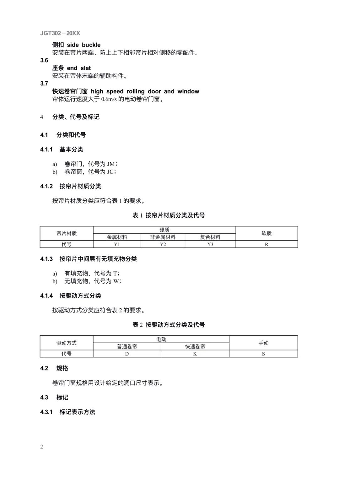 JG/T302-2022 《卷簾門窗》建筑工業行業產品標準