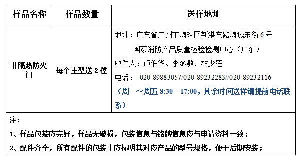 非隔熱防火門產品認證型式試驗業務辦理指南（廣東所）