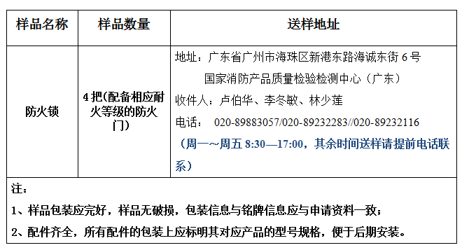 防火鎖產(chǎn)品認(rèn)證型式試驗業(yè)務(wù)辦理指南（廣東所）