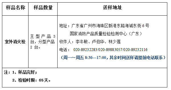 室外消火栓產(chǎn)品認(rèn)證型式試驗(yàn)業(yè)務(wù)辦理指南（廣東所）