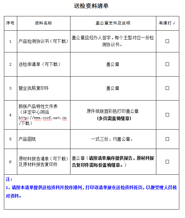 消防員滅火防護(hù)服產(chǎn)品認(rèn)證型式試驗(yàn)業(yè)務(wù)受理送檢資料清單（廣東所）