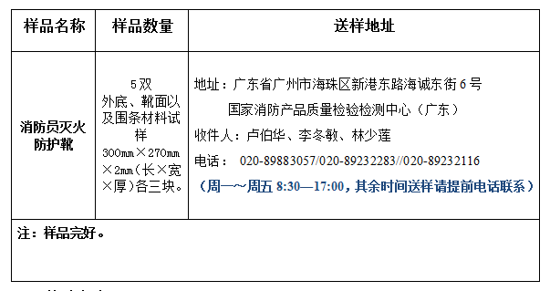 消防員滅火防護靴產品認證型式試驗業務辦理指南（廣東所）