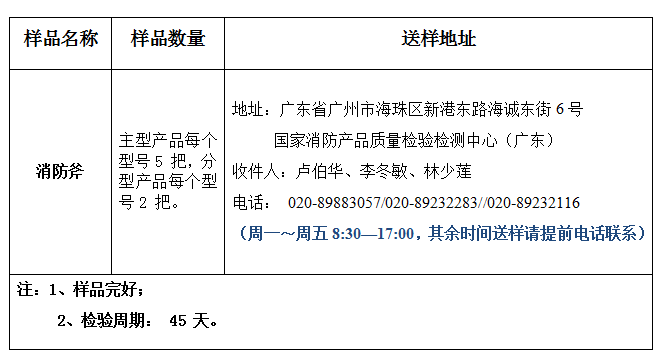 消防斧產品認證型式試驗業務辦理指南（廣東所）
