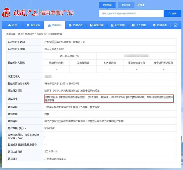 分別被罰6萬、5.3萬！消防維保報告與現場實際情況不符