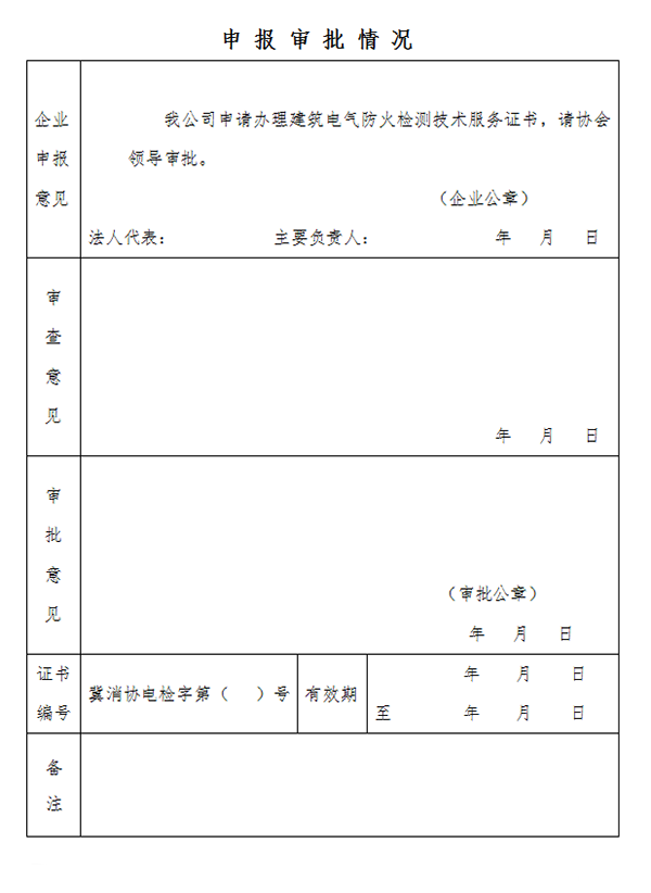 關于申辦《建筑電氣防火檢測技術服務證書》的通知