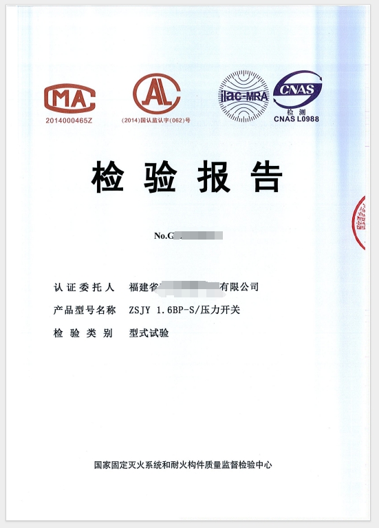 壓力開關檢驗報告