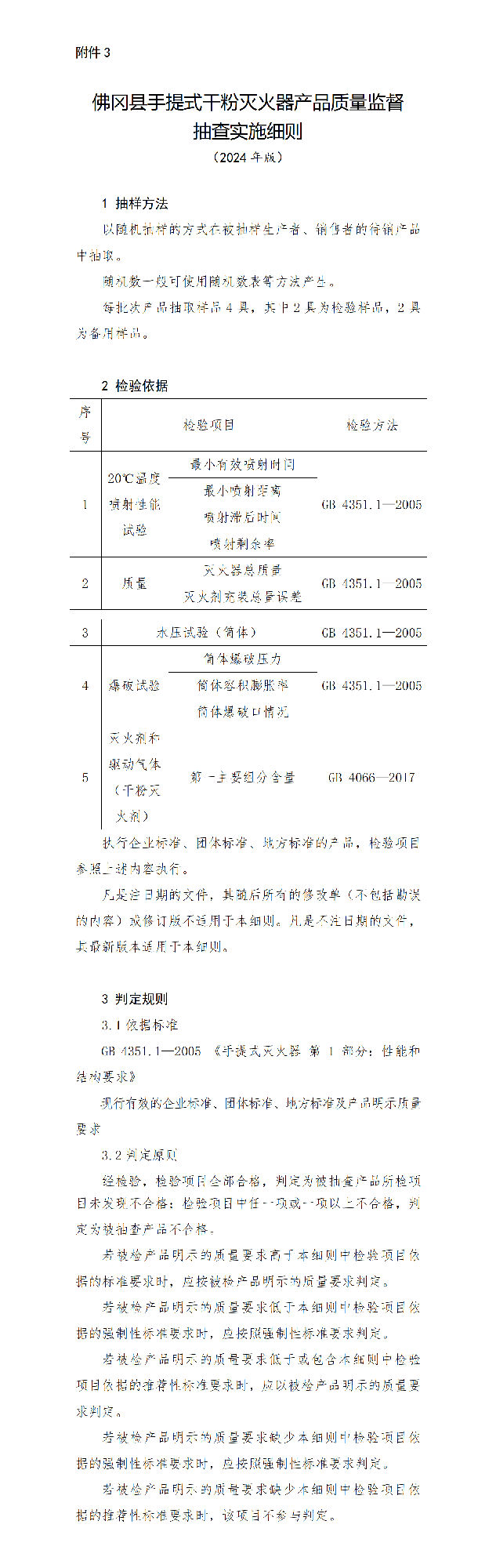 佛岡縣手提式干粉滅火器產品質量監督抽查實施細則（2024年版）